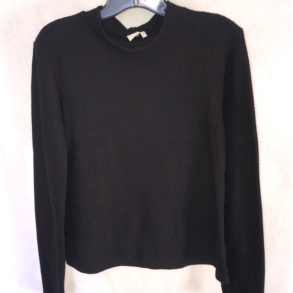 Mock Neck Waffle Knit Long Sleeve